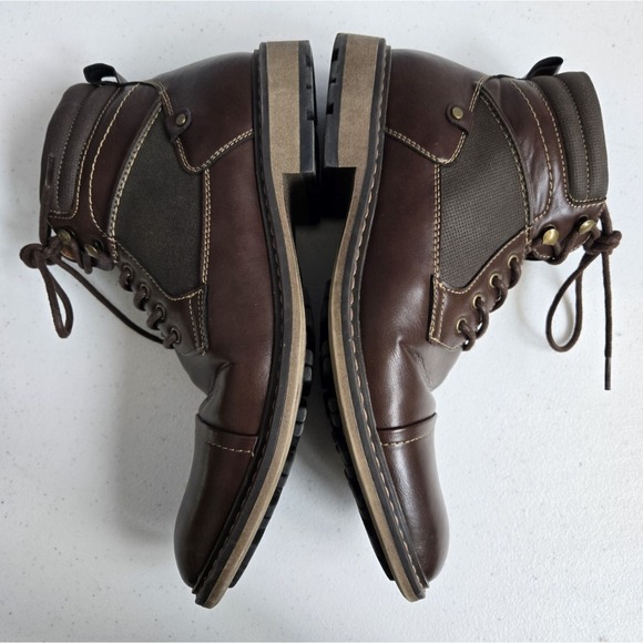 Steve‎ Madden Men\'s Size 11M Faux Leather Classic Chukka Lace Up Boots w/Zipper